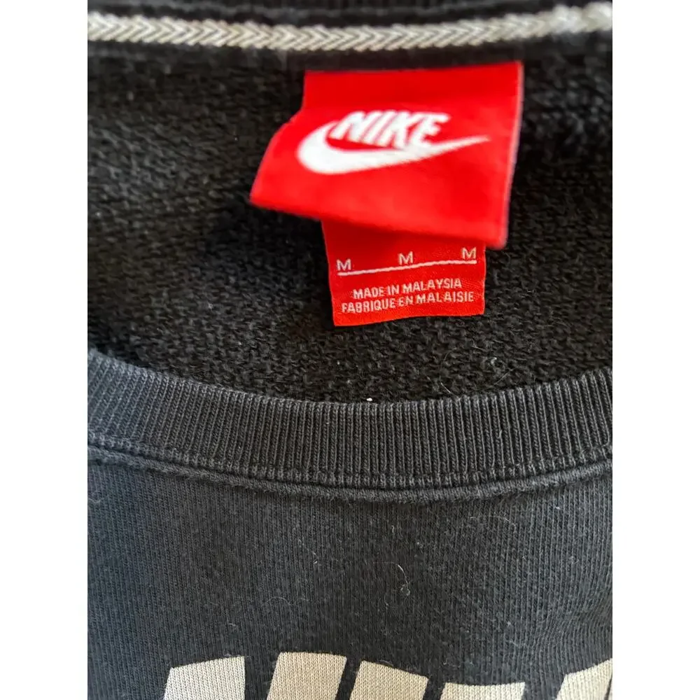 Nike Vintage Y2K Black Crew Neck Logo Sweatshirt Size Medium